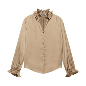 Mint Velvet Gold Ruffle Detail Satin Blouse